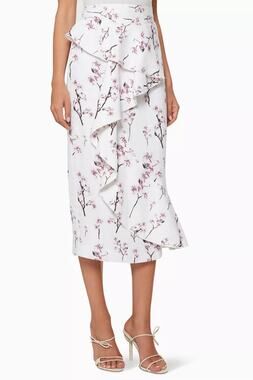 JOSLIN Espar Floral Linen Skirt Size 8 NWT Retail $430